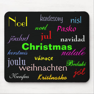Christmas From Around The World In Black I Mouse Mat