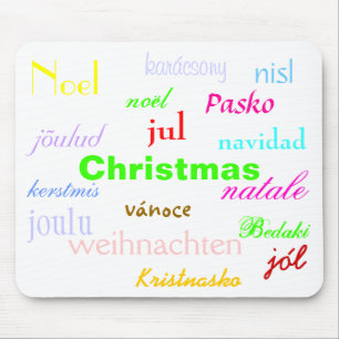 Christmas From Around The World In White I Mouse Mat