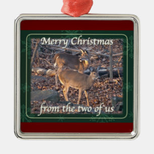 Christmas from Both Whitetail Deer Twins Metal Tree Decoration