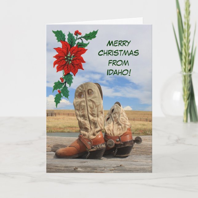 Christmas From Idaho Western Boot Holiday Card (Front)