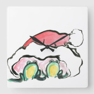 Christmas Frong Dup - Sumi-e Square Wall Clock