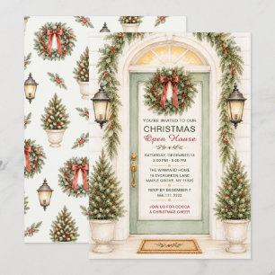 Christmas Front Door Open House Party Invitation