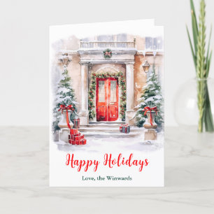 Christmas Front Porch Happy Holidays Holiday Card
