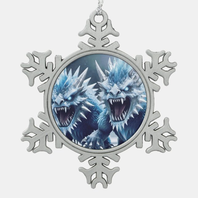 Christmas Frost Monsters Snowflake Pewter Christmas Ornament (Front)