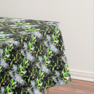 christmas frosted cobwebs holly and berries tablecloth