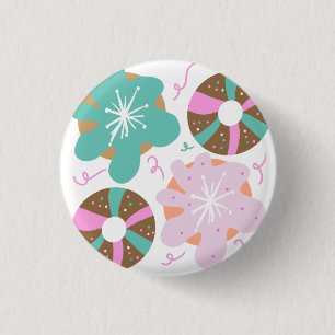 Christmas Frosted Doughnuts Pink Doodles 3 Cm Round Badge
