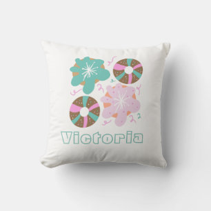 Christmas Frosted Doughnuts Pink Doodles    Cushion