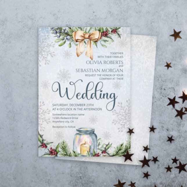 Christmas Frosty Snowly Winter Wedding Invitation (Creator Uploaded)