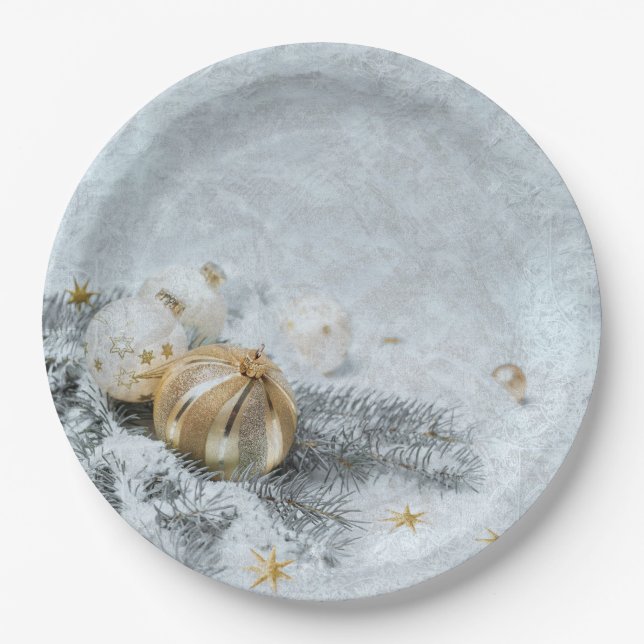 Christmas frozen ornaments paper plate (Front)