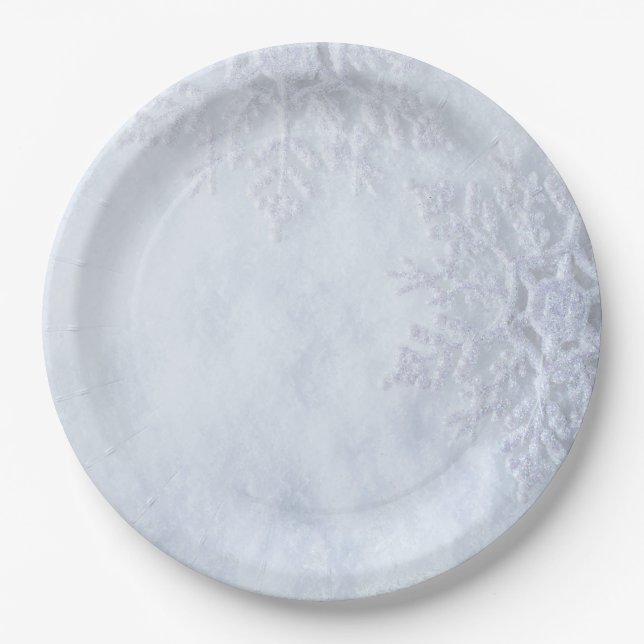 Christmas frozen snowflakes paper plate (Front)