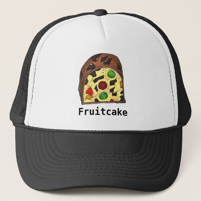 Christmas Fruit Cake Fruitcake Slice Food Holiday Trucker Hat (Front)