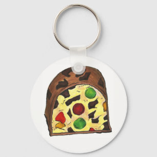 Christmas Fruit Cake Fruitcake Slice Holiday Xmas Key Ring