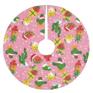 christmas fruit strawberry watermelon lemon brushed polyester tree skirt