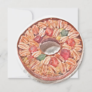 Christmas fruitcake watercolor painting card
