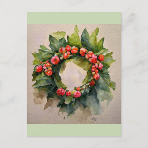 Christmas fruits wreath  postcard