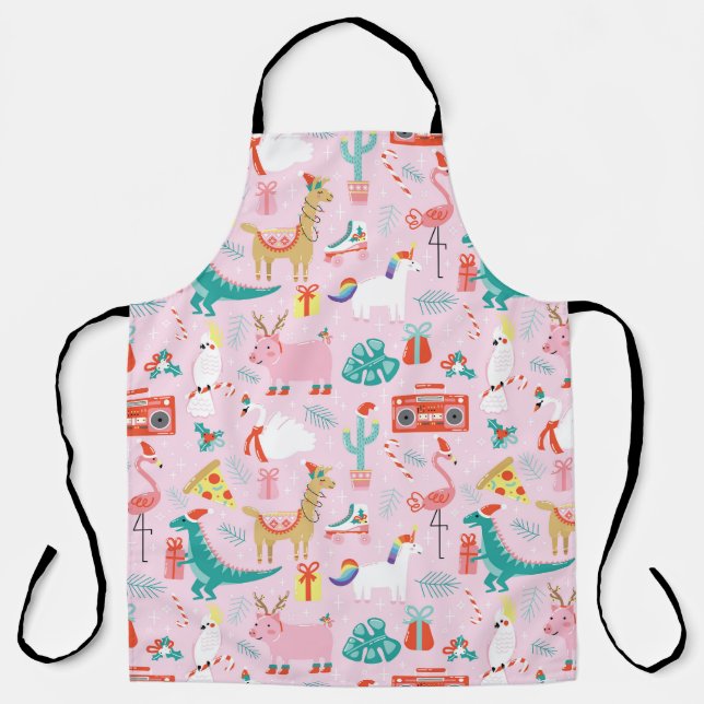 Christmas Fun: Animal Seamless Pattern. Apron (Front)