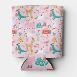 Christmas Fun: Animal Seamless Pattern. Can Cooler