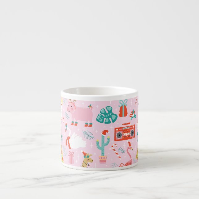 Christmas Fun: Animal Seamless Pattern. Espresso Cup (Front)