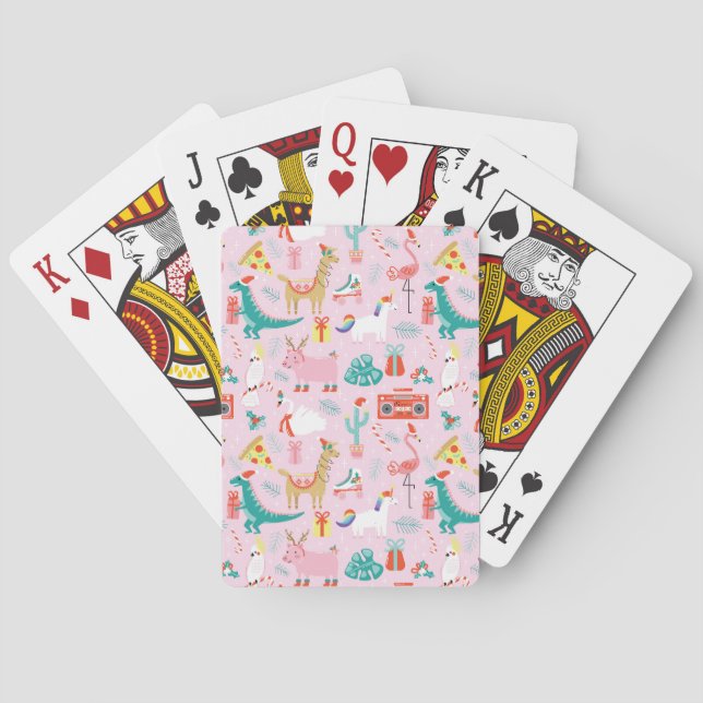 Christmas Fun: Animal Seamless Pattern. Playing Cards (Back)