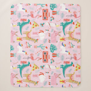 Christmas Fun: Animal Seamless Pattern. Sherpa Blanket
