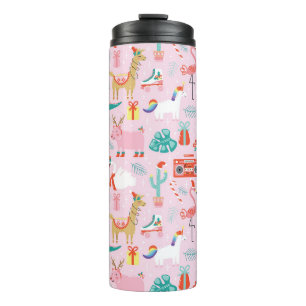 Christmas Fun: Animal Seamless Pattern. Thermal Tumbler