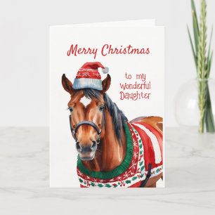 Christmas Fun Daughter loves Horses  Holiday Card