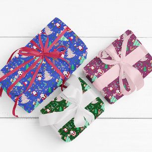 Christmas Fun Ditzy Santa  Wrapping Paper Sheet