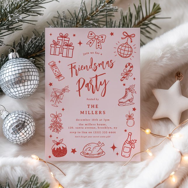  Christmas Fun Doodle Friendsmas Party Invitation (Creator Uploaded)