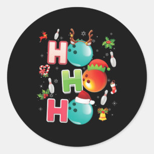 Christmas Fun Ho Ho Ho Bowling Pajama Santa Lover  Classic Round Sticker