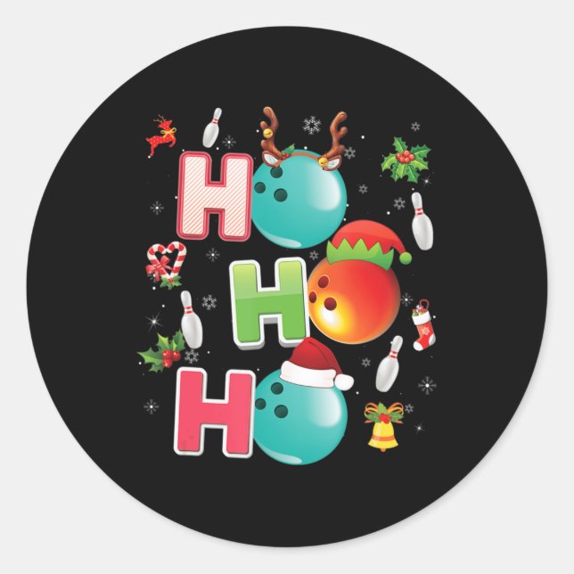 Christmas Fun Ho Ho Ho Bowling Pajama Santa Lover  Classic Round Sticker (Front)