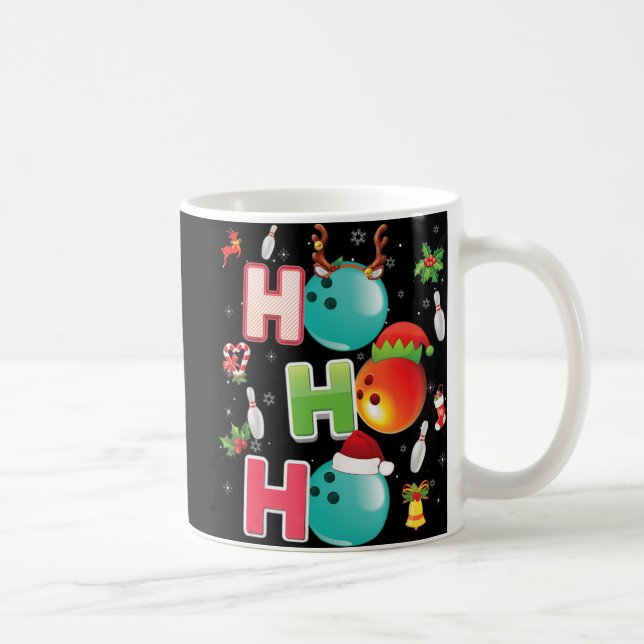 Christmas Fun Ho Ho Ho Bowling Pajama Santa Lover  Coffee Mug (Right)