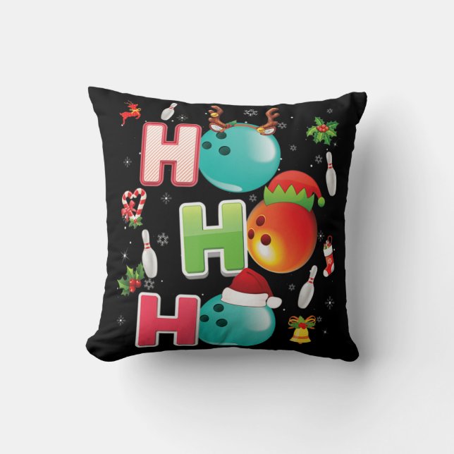 Christmas Fun Ho Ho Ho Bowling Pajama Santa Lover  Cushion (Front)