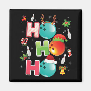 Christmas Fun Ho Ho Ho Bowling Pajama Santa Lover Magnet