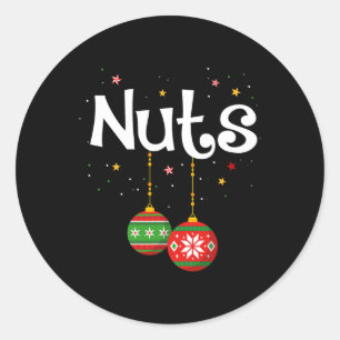 Christmas Fun Matching Couple Family Chestnuts Men Classic Round Sticker