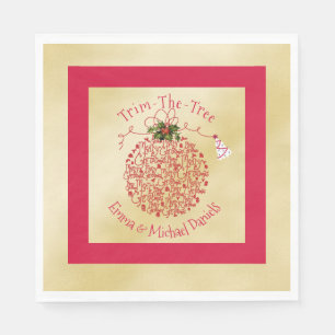 Christmas Fun, Red and Gold Party Napkin