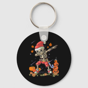 Christmas Fun Santa Skeleton Dabbing Halloween Cos Key Ring