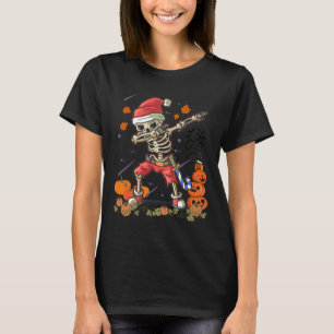 Christmas Fun Santa Skeleton Dabbing Halloween Cos T-Shirt