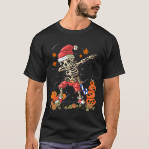 Christmas Fun Santa Skeleton Dabbing Halloween Cos T-Shirt