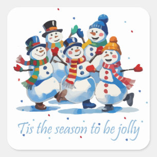 Christmas fun Snowmen Tis the Season Square Sticker
