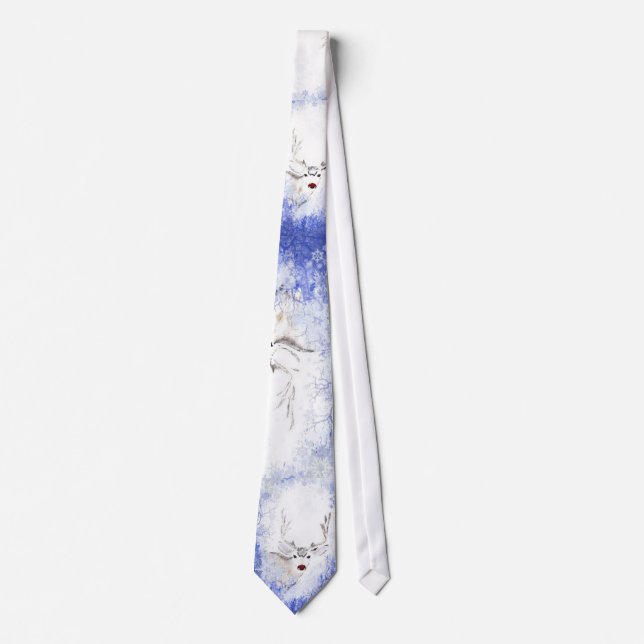 Christmas Fun with Deer Blue Snowflakes Tie (Front)