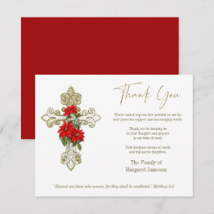 Christmas Funeral Condolence Sympathy Cross  Thank You Card