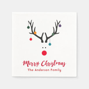 Christmas funny abstract reindeer in white red napkin