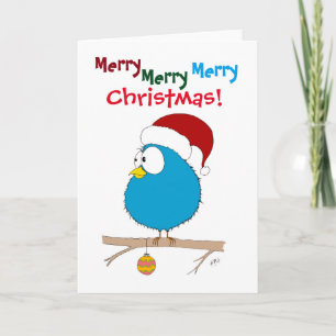 Christmas: Funny Bird (blue) Holiday Card