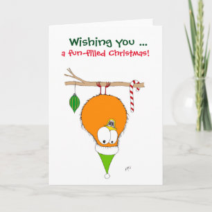 Christmas: Funny Bird (orange) Holiday Card