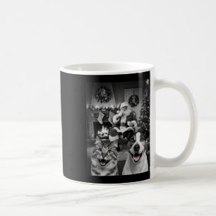 Christmas Funny Cat Dog Selfie With Santa Claus Cu Coffee Mug