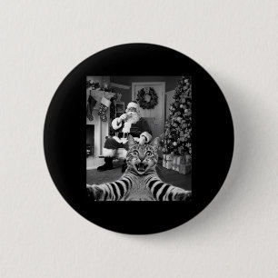 Christmas Funny Cat Selfie With Santa Claus Cute H 6 Cm Round Badge