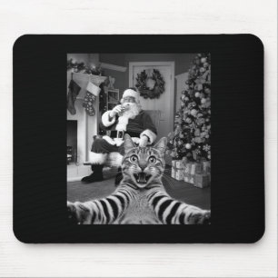 Christmas Funny Cat Selfie With Santa Claus Cute H Mouse Mat