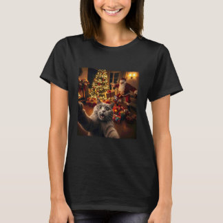 Christmas Funny Cat Selfie with Santa Claus Holida T-Shirt