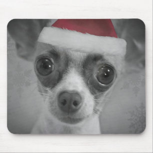 Christmas Funny Chihuahua Puppy with Santa Hat Mouse Mat