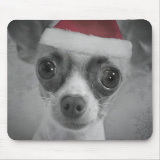 Christmas Funny Chihuahua Puppy with Santa Hat Mouse Mat